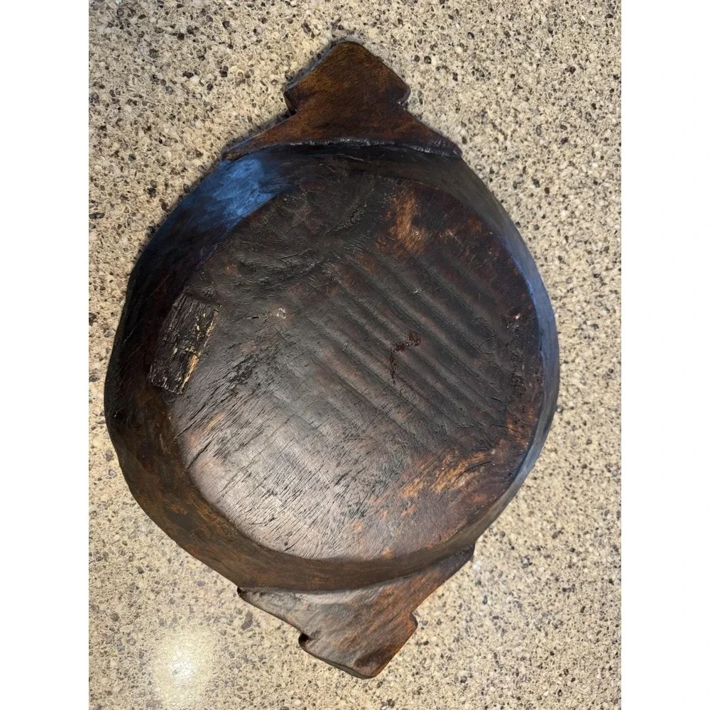 Primitive Parat Chapati Wooden Dough Kneading Bowl Hand Carved Rustic